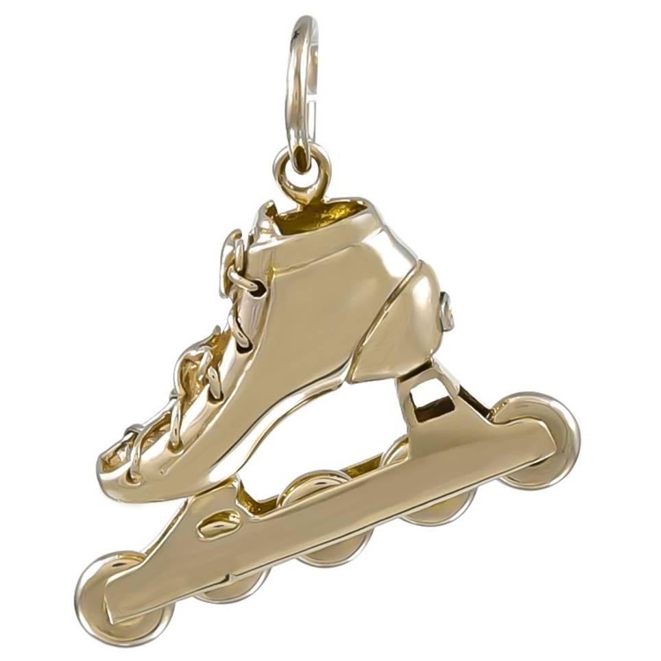 Gold Rollerblade Charm For Sale