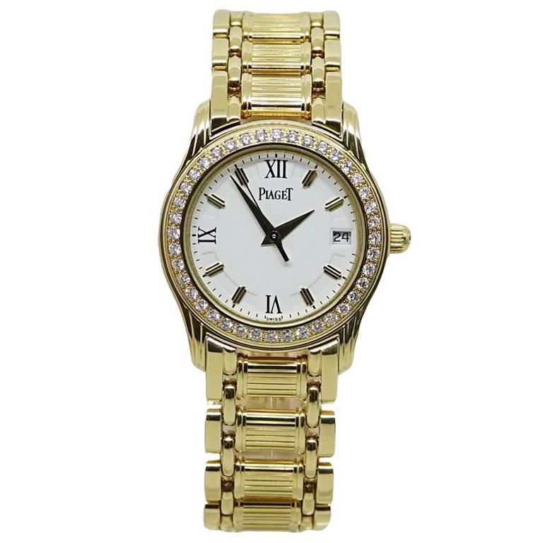 Piaget Ladies Yellow Gold Diamond Bezel Polo Quartz Wristwatch For Sale