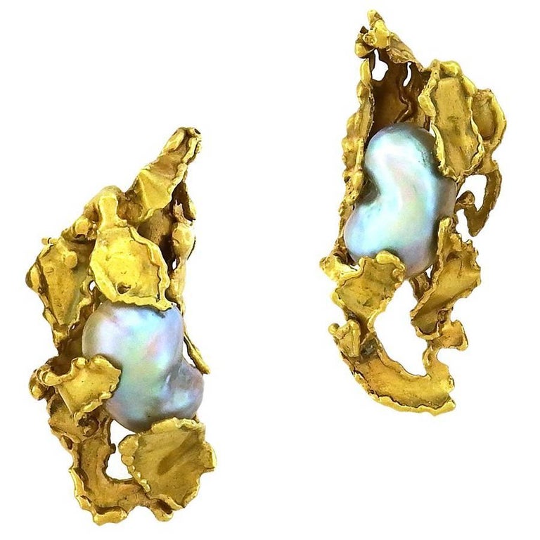 Irena Brynner Baroque Pearl Earrings at 1stDibs