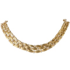 Vintage Tiffany & Co. Diamond Yellow Gold Three-Strand Collar Necklace