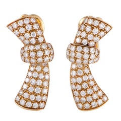 Van Cleef & Arpels Full Diamond Pave Yellow Gold Bow Clip-On Earring