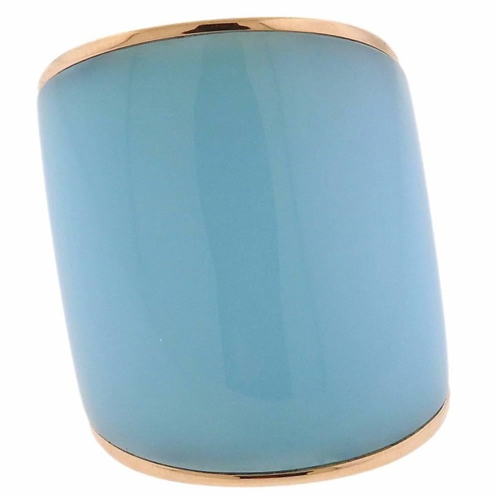 Vhernier Camuration Turquoise Chalcedony Gold Ring