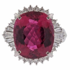 8 Carat Pink Tourmaline Diamond Platinum Ring