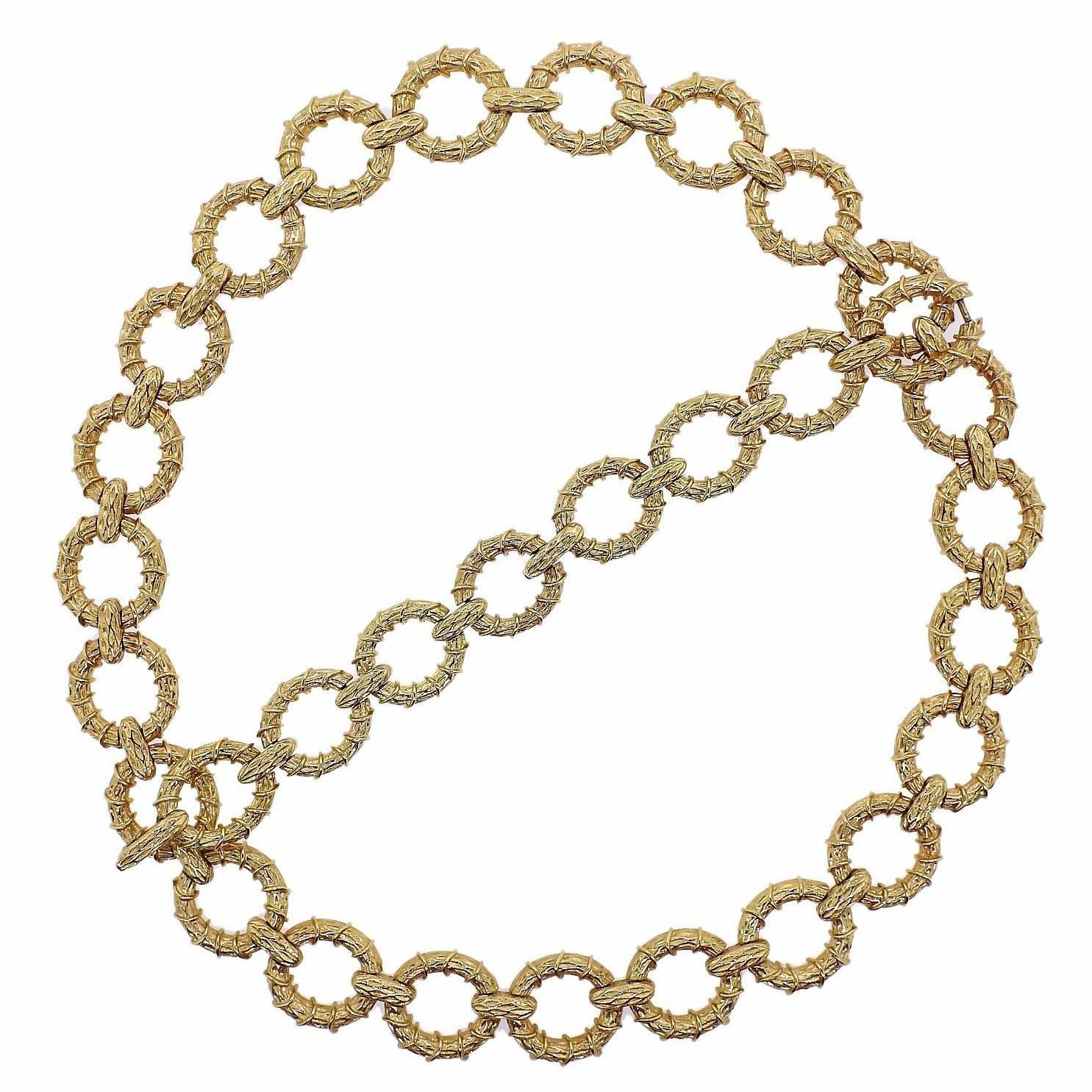 1970s Oval Link Gold Necklace Bracelet Suite