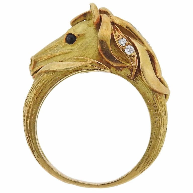 J. P. Bellin Diamond Gold Horse Ring at 1stDibs
