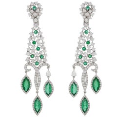 Emerald Diamond Chandelier Earring