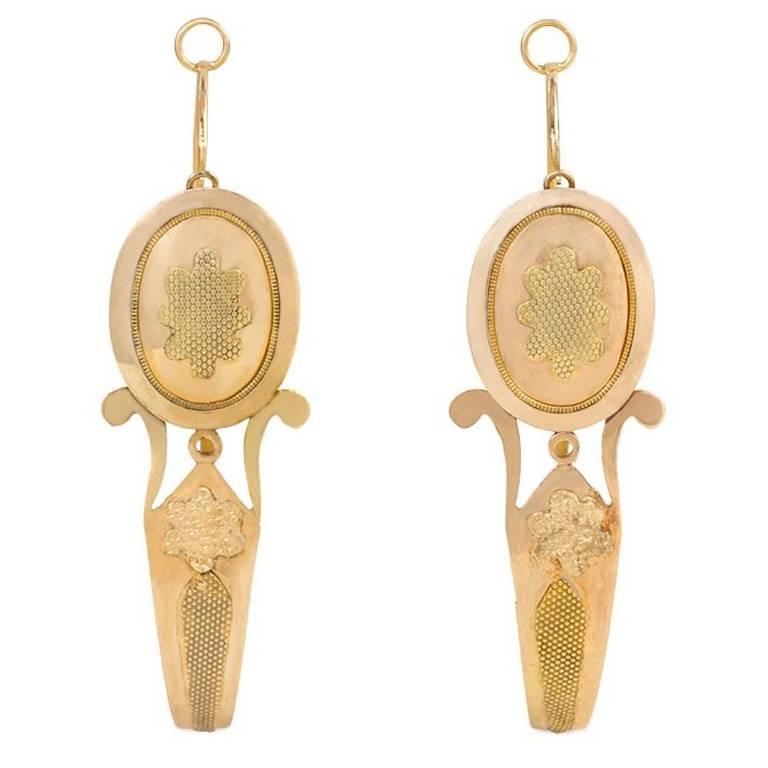 Antique Gold Poissarde Hoop Earrings