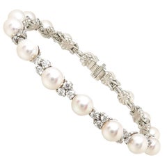 Tiffany & Aria Platin-Diamanten- und Perlenarmband