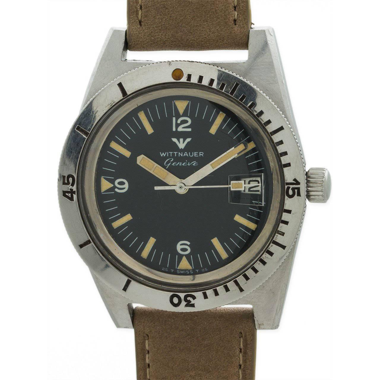 Wittnauer Stainless Steel Diver’s manual wind wristwatch, circa 1960s