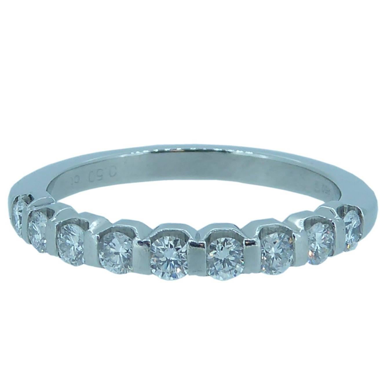 Diamond Half Eternity Ring, 0.50 carat, Platinum Band, Pre-Owned