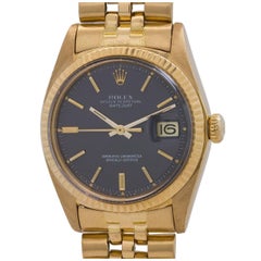 Rolex yellow gold Datejust Gray Dial wristwatch Ref 1601 , circa 1974