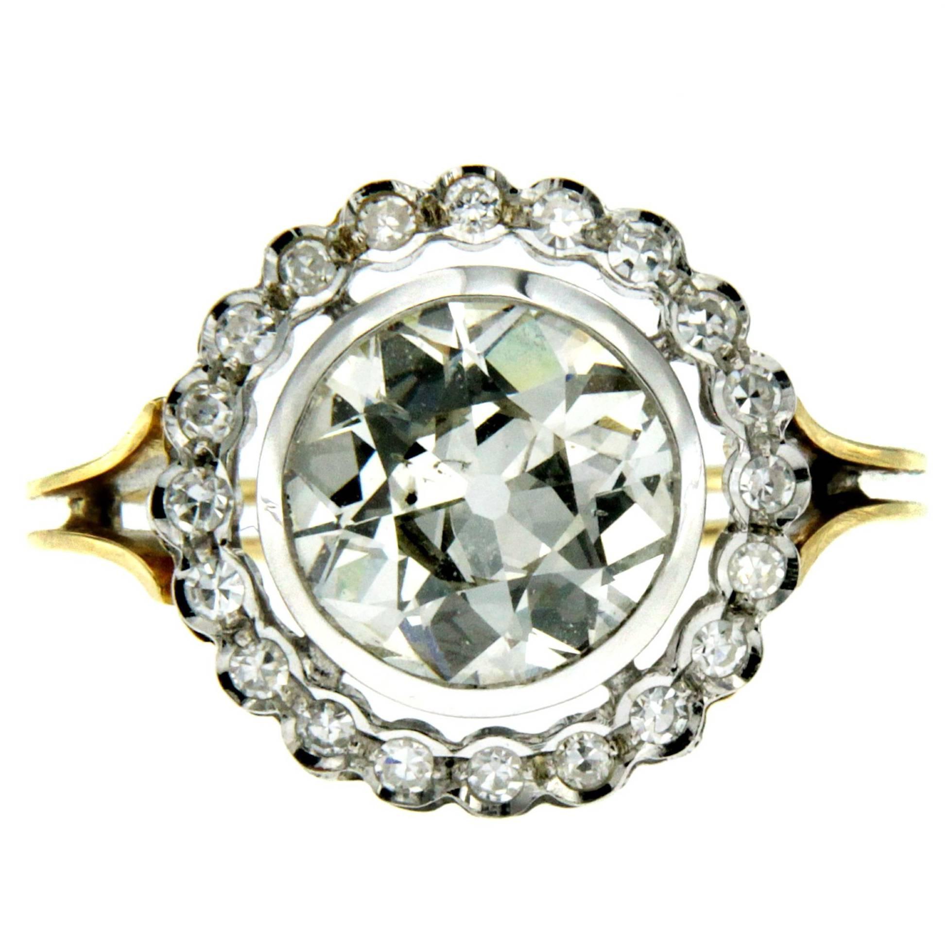 Victorian Style 3.46 Carat Diamond Gold Ring