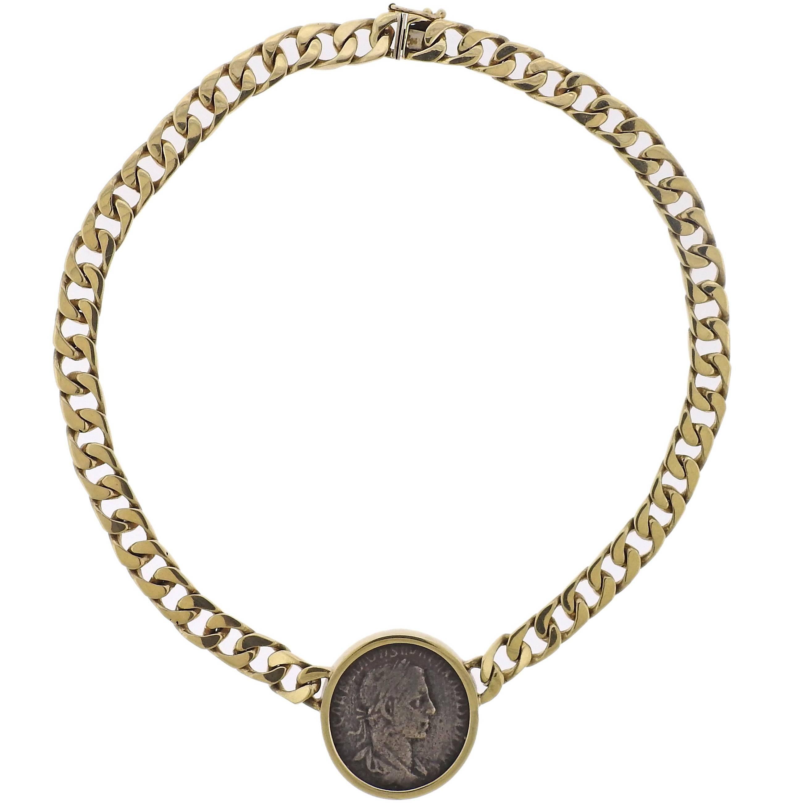 Ancient Coin Gold Pendant Necklace