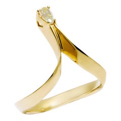 Daou Champagne Diamond Ring, Yellow Gold Ring, Alternative Engagement Ring