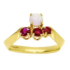 Daou Ruby and Opal Yellow Gold Trilogy Crown Ring