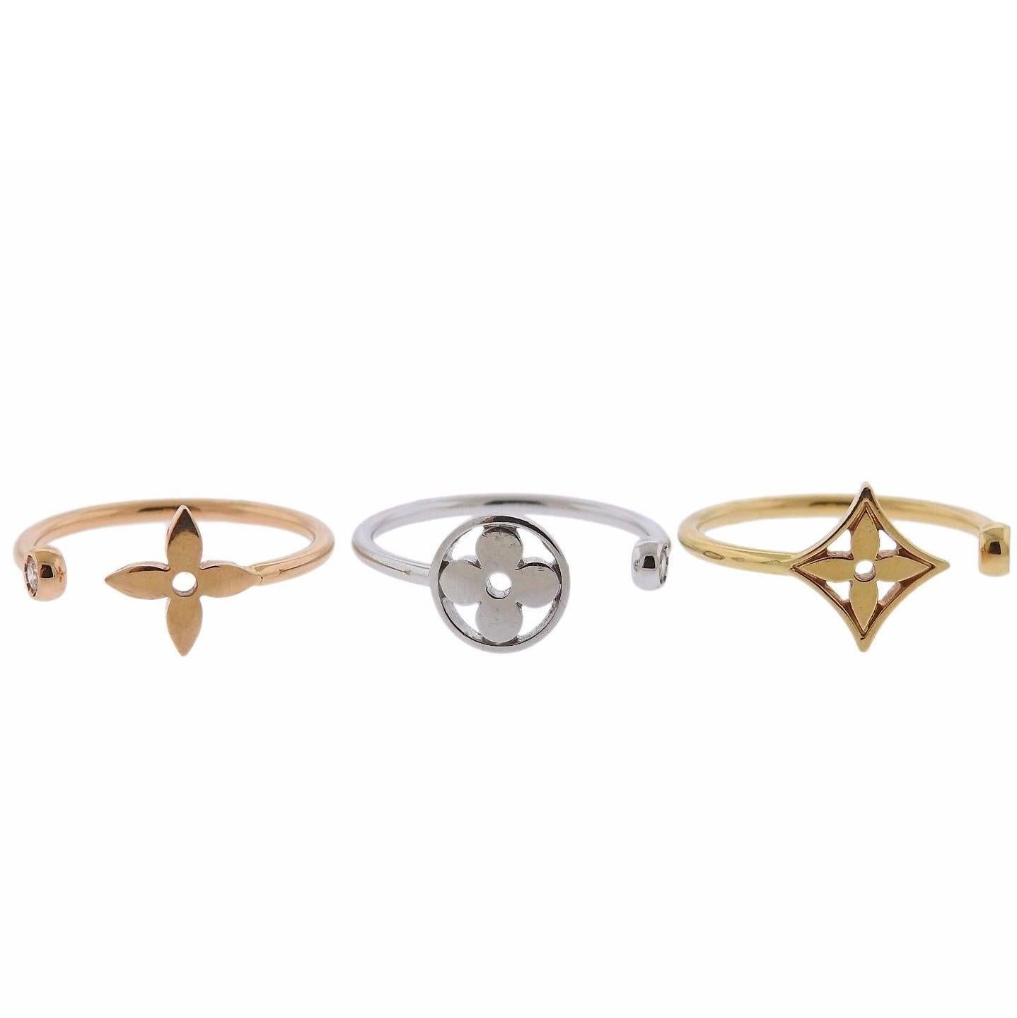 Louis Vuitton Diamond Gold Stacking Ring Set