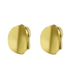 Daou Pure Ellipse Yellow Gold Sculptural Oval Earrings