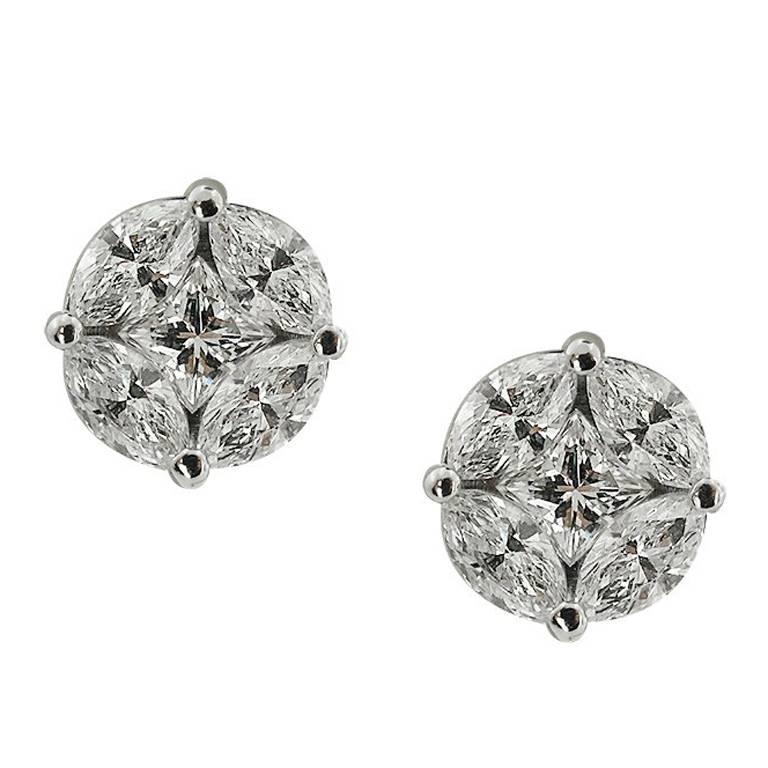White Gold Marquise Cut Stud Earrings