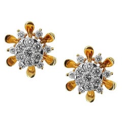 Rose Gold Flower Diamond Earrings