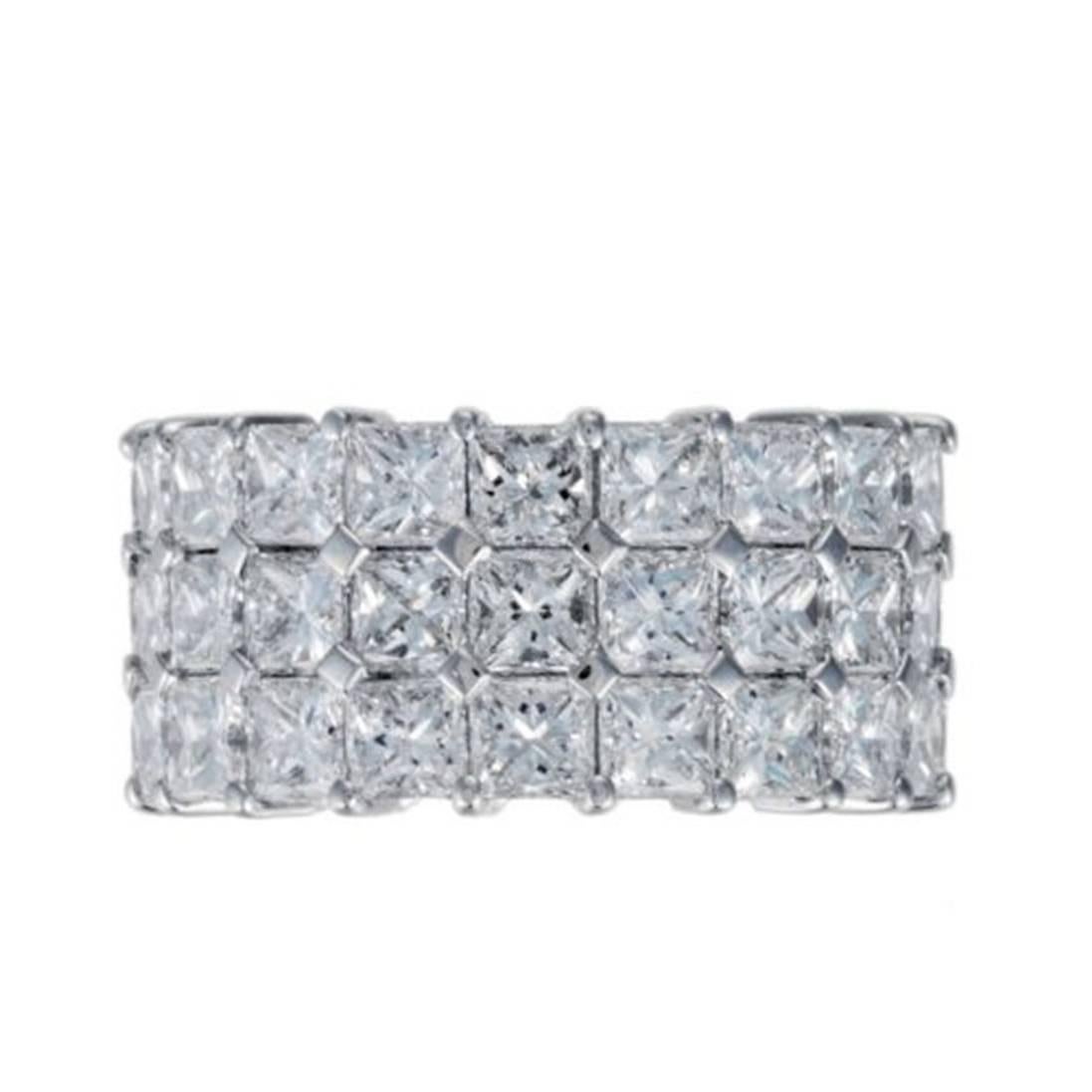 Platinum Three-Row Eternity Wedding Band with 12.62 Carat Princess Cut Diamonds