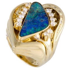 Diamond and Opal Yellow Gold Cocktail Ring