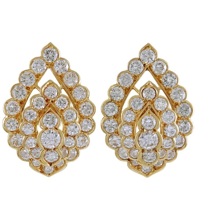 Van Cleef & Arpels Diamond Ear Clips For Sale