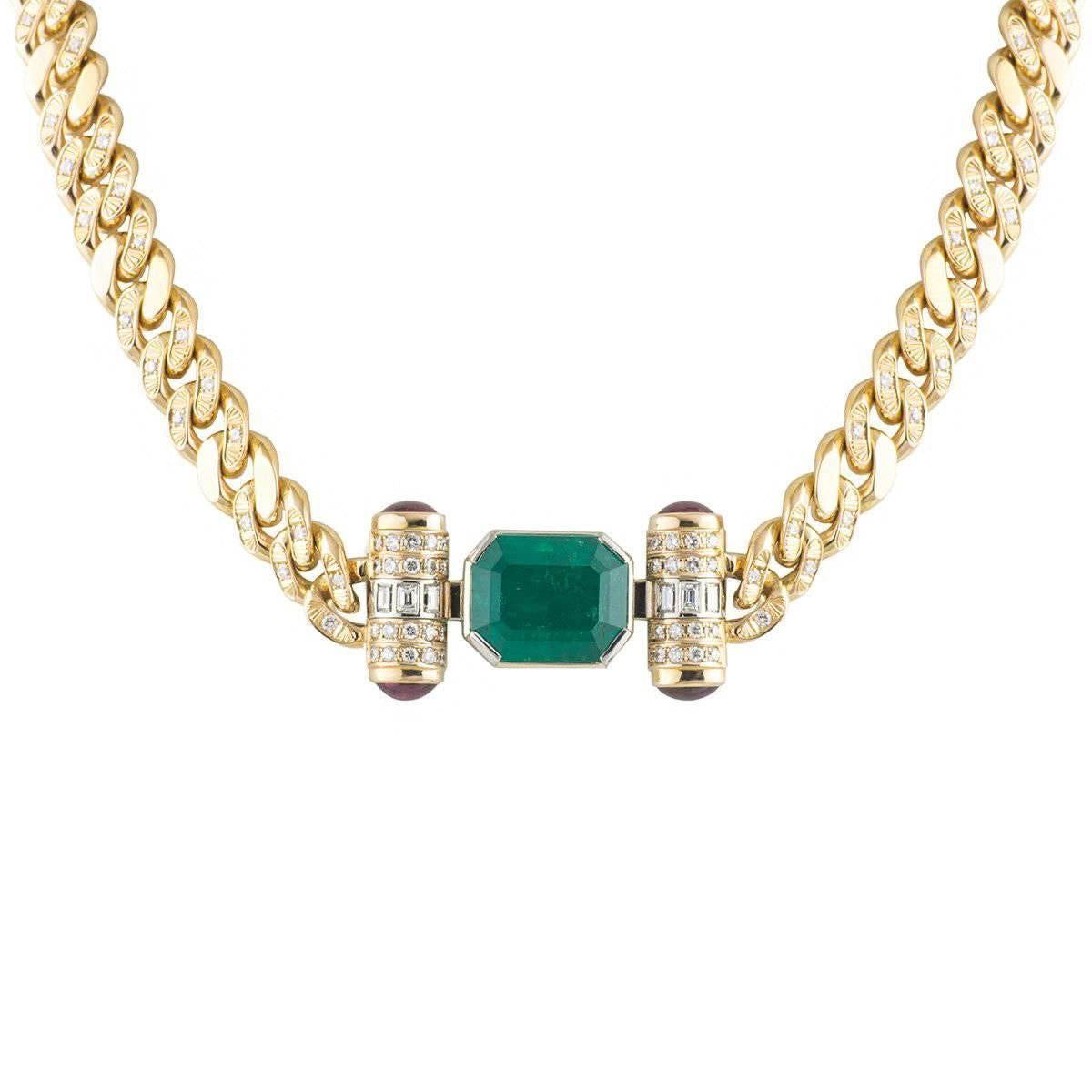 Emerald and Diamond Necklace 9.67 Carat