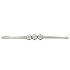 1950s Diamond and White Gold Bar Brooch