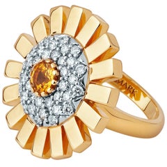 Sun Ray 18 Karat Gold, Diamonds and Yellow Sapphire Cocktail Ring