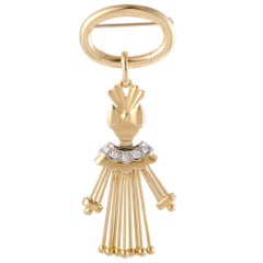 Pomellato Diamond Yellow and White Gold Doll Brooch