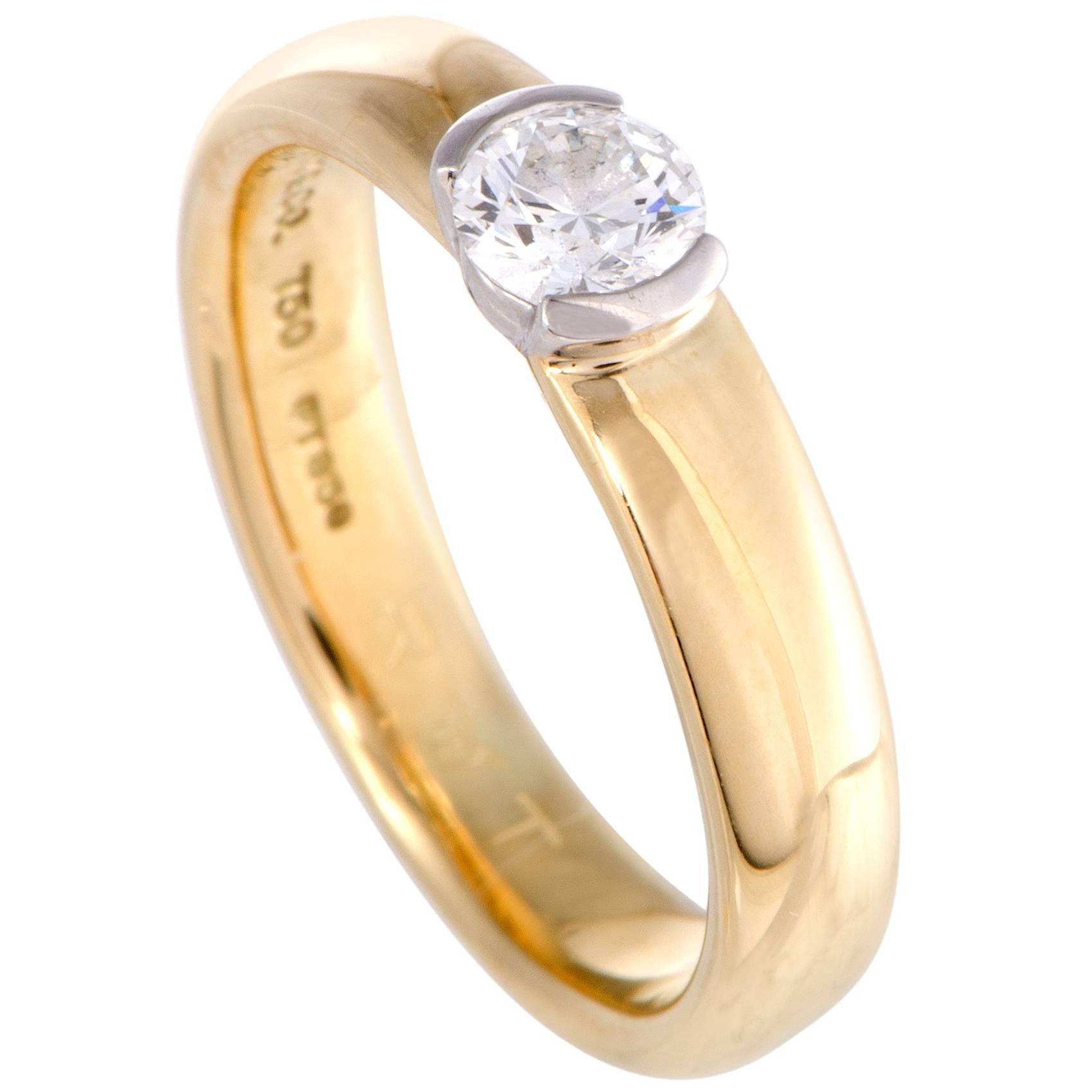 Tiffany & Co. Etoile .29 Carat Diamond Solitaire Gold and Platinum Ring