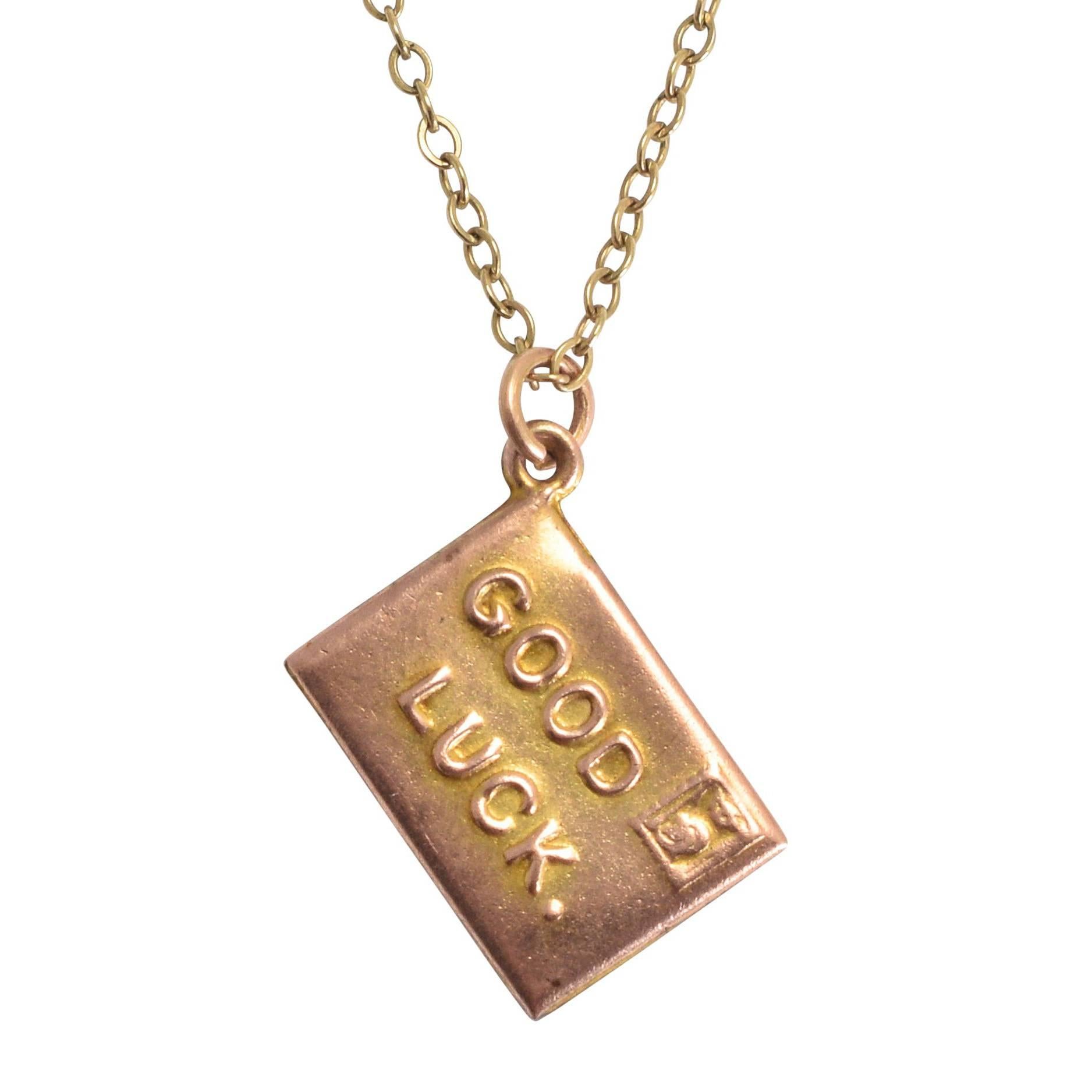 Antique Edwardian "Good Luck" Gold Envelope Charm