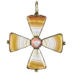 Georgian Agate Maltese Cross Pendant