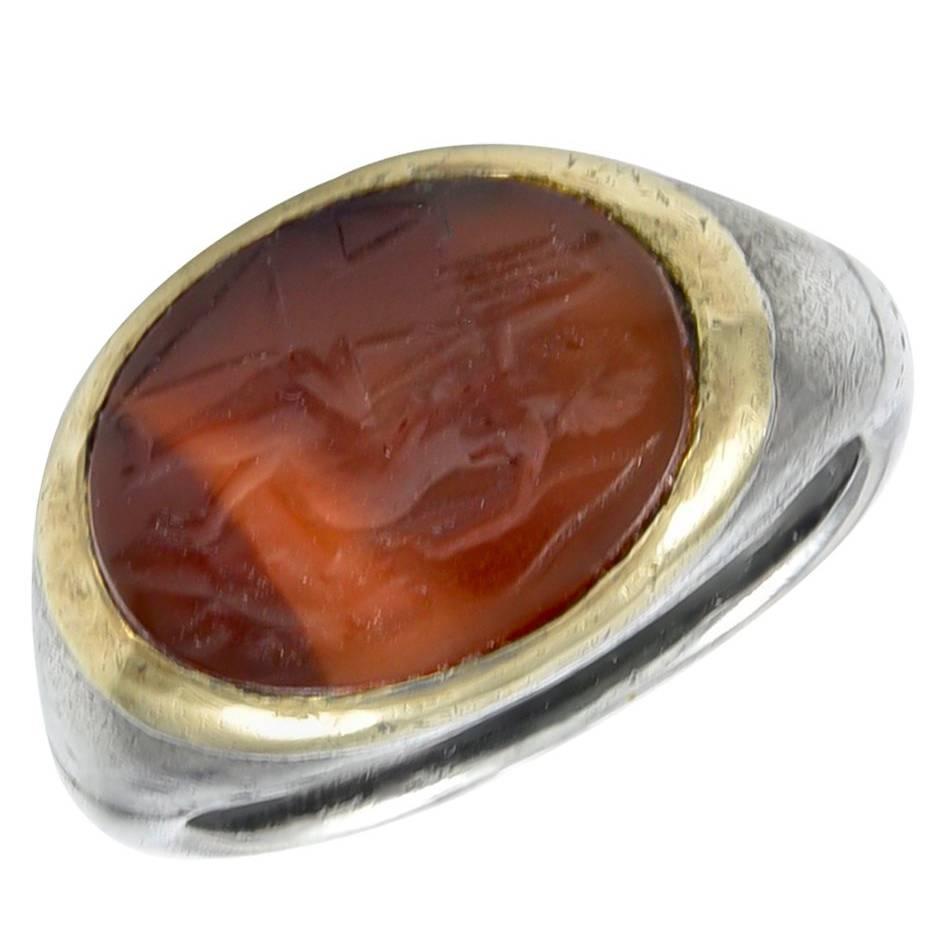 Roman Carnelian Intaglio Ring For Sale