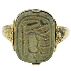Antique Ancient Egyptian Scaraboid in a Gold Ring Mount