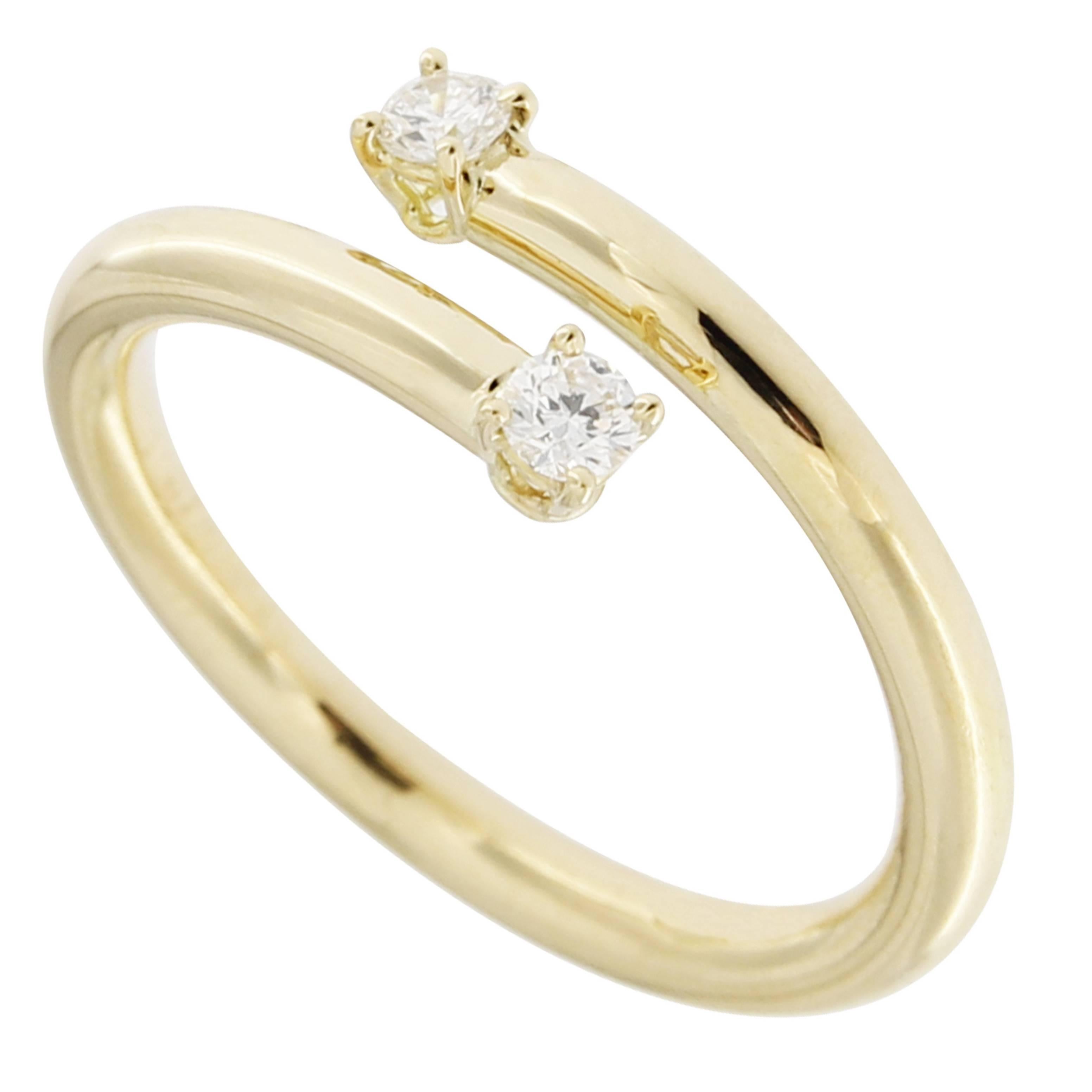 Jona White Diamond 18 Karat Yellow Gold Crossover Ring