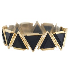 Early Retro Triangular Onyx Link Bracelet
