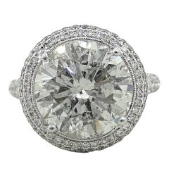 6.47 Carat Round Brilliant Diamond White Gold Engagement Ring