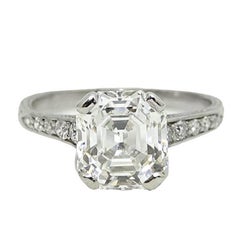 2.46 Carat Rectangular Step Cut Diamond Platinum Engagement Ring