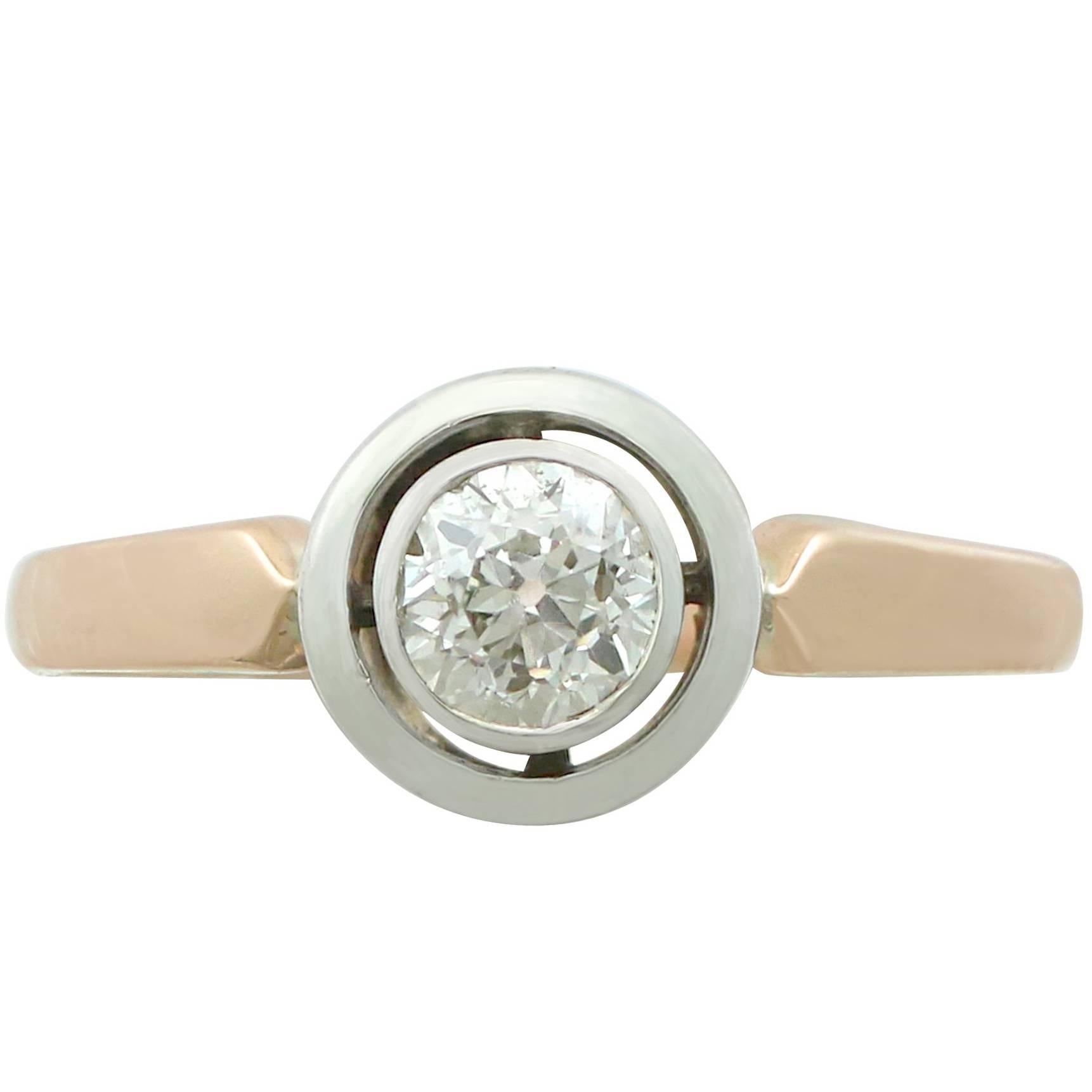 1920s Antique Diamond and Yellow Gold and White Gold Solitaire Ring
