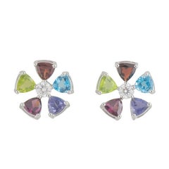 GIA Certified Multi Gemstone and Diamond Earrings