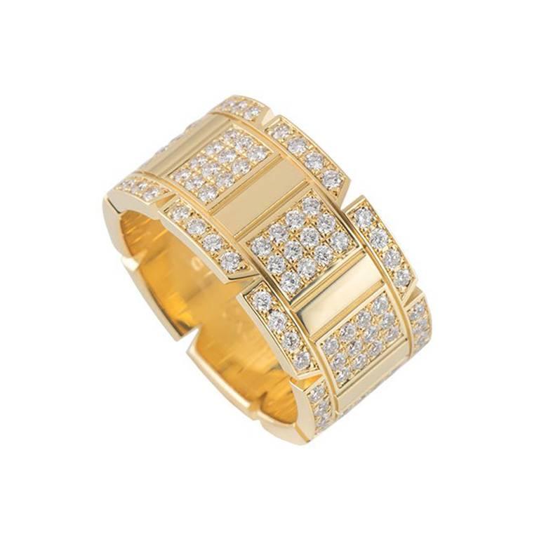 Cartier Yellow Gold Diamond Tank Francaise Ring