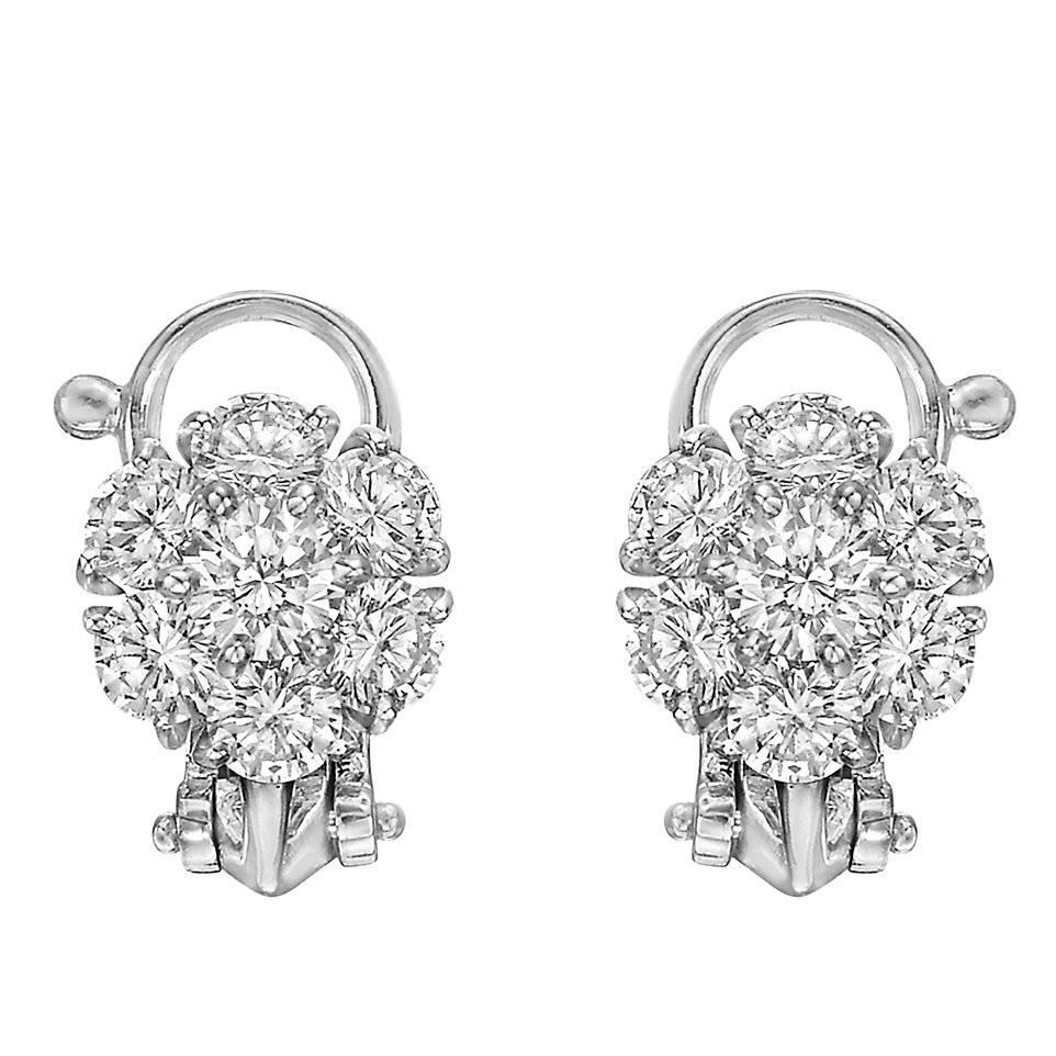 Van Cleef & Arpels Platinum Diamond Flower Cluster Earclips