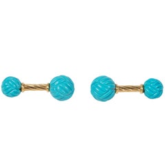 Interwoven Sphere Cufflinks in Turquoise and Gold