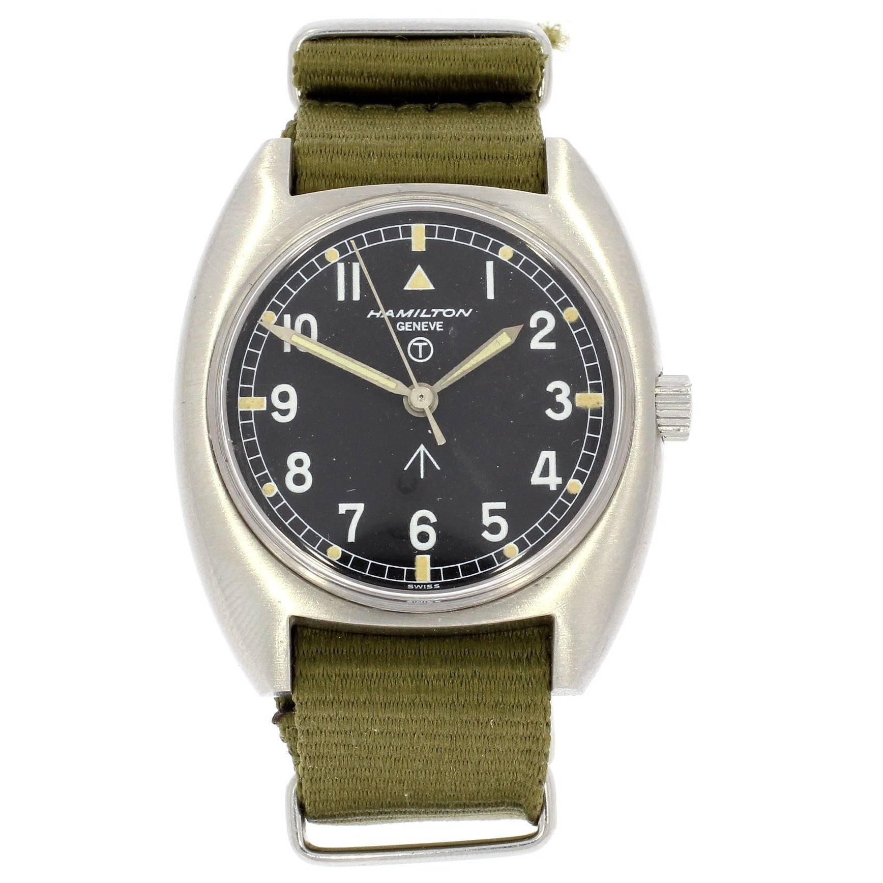 Hamilton Stainless Steel Military "Broad Arrow" Wristwatch
