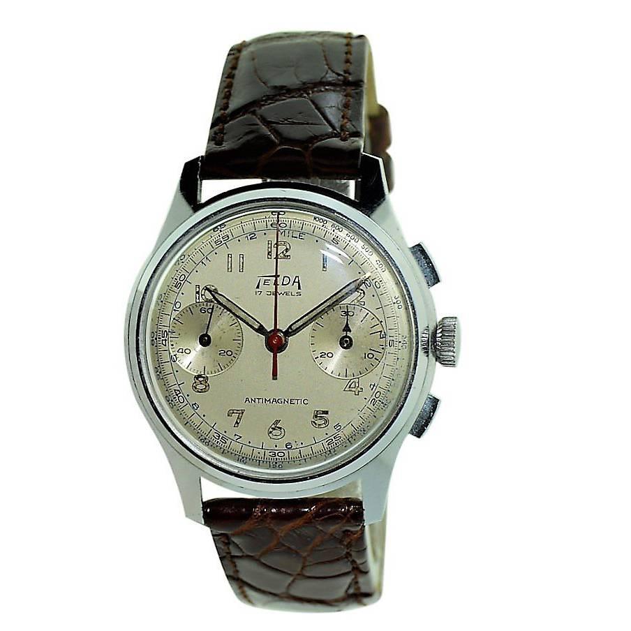 Telda Stainless Steel New Old Stock Chronograph Manual Watch