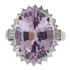 Kunzite Diamond Platinum Ring