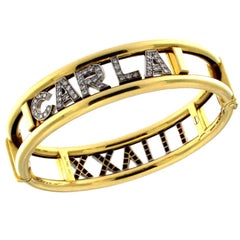 Carla Bracelet with Diamonds on White and Yellow Gold Bangle