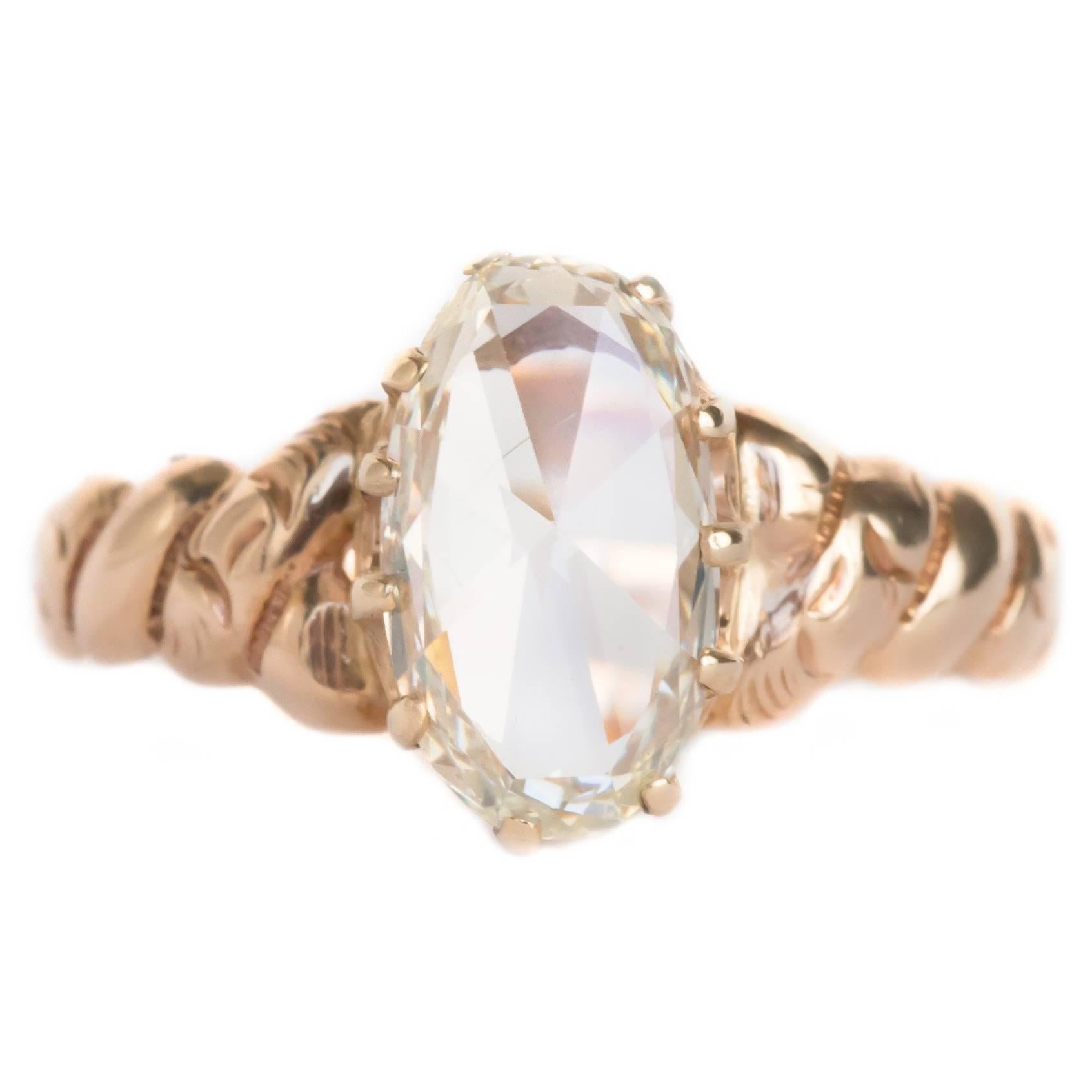 1.00 Carat Diamond Yellow Gold Diamond Engagement Ring For Sale