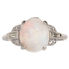 1.50 Carat Opal Platinum Engagement Ring